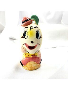 VTG Anthropomorphic Humpty Dumpty Ceramic Pepper Shaker Replacement Japan 1950s